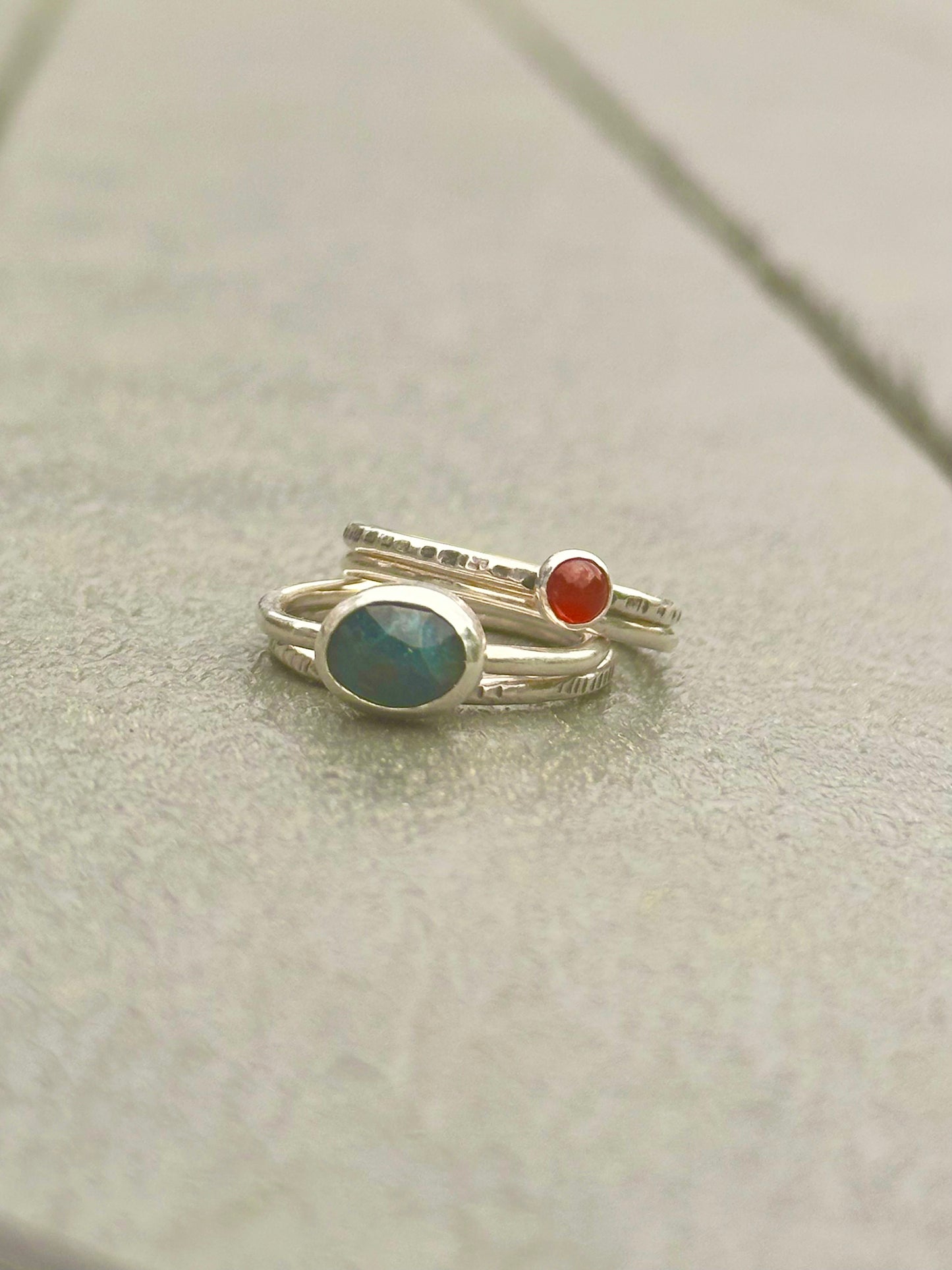 Blue Apatite and Carnelian Stack