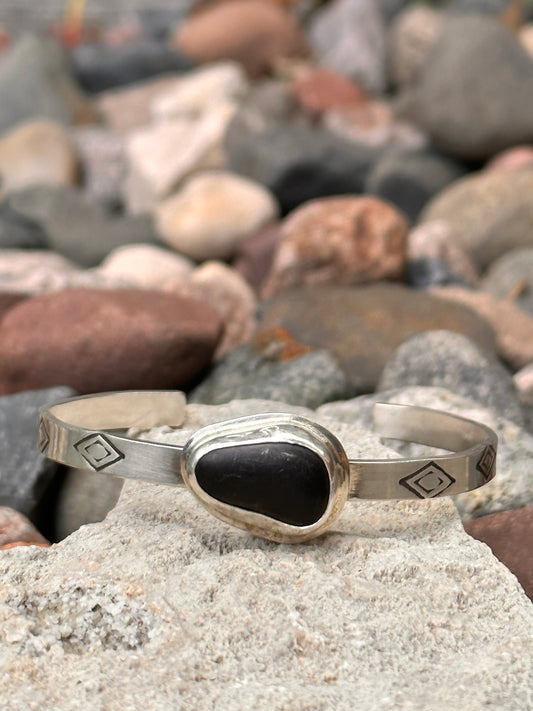 Lake Superior Sterling Silver Stamped Cuff size 6.5