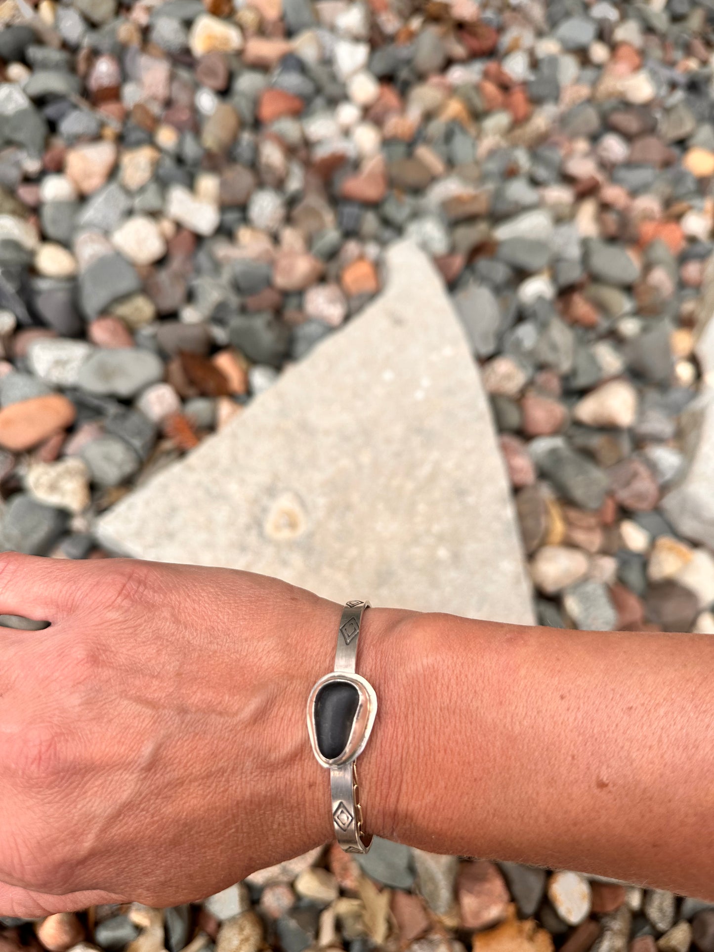 Lake Superior Sterling Silver Stamped Cuff size 6.5