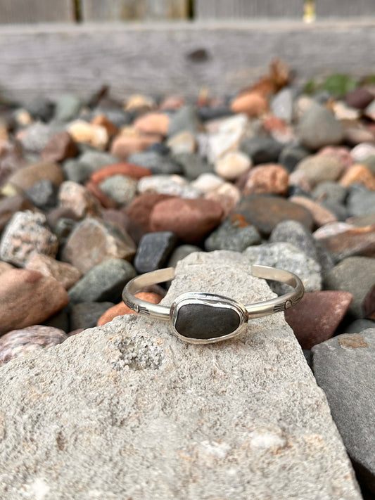 Lake Superior Sterling Silver Stamped Cuff size 6.5