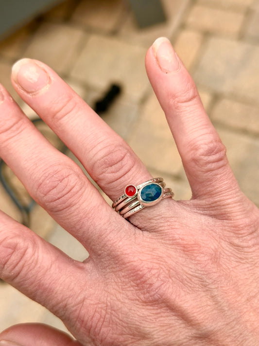 Blue Apatite and Carnelian Stack