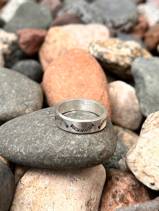 Hand Stamped Sterling Silver Band size 7.25