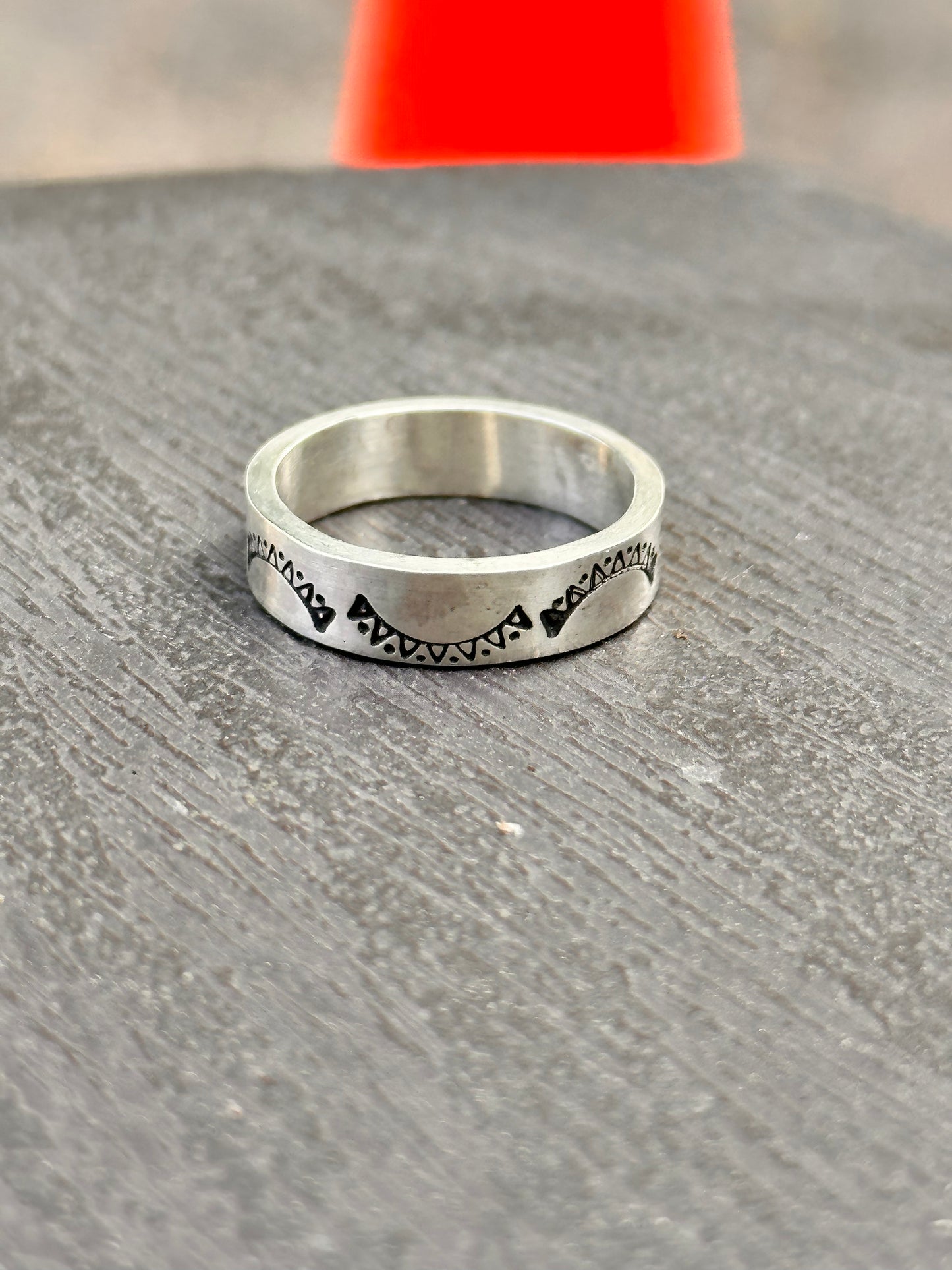 Hand Stamped Sterling Silver Band size 7.25